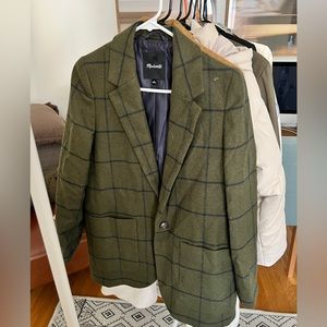 Madewell Green/Navy Windowpane Blazer | Size s